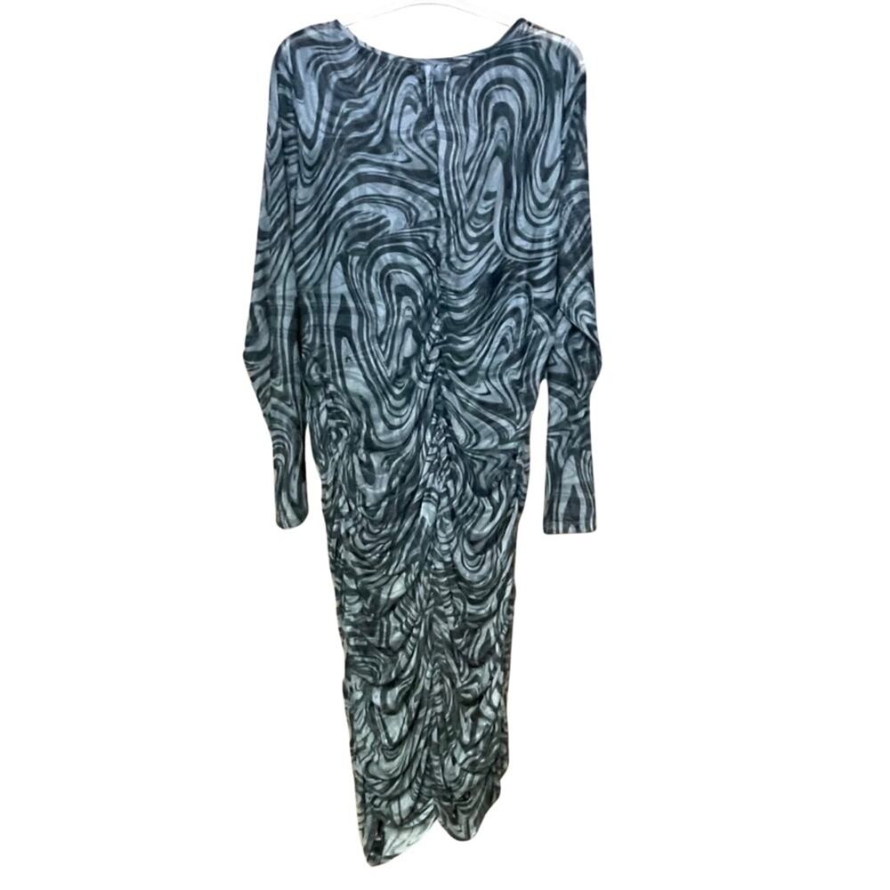 Asos Design Curve Sheer Mesh Ruched Swirl Black W… - image 2